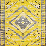 Ultra Soft Area Rug, Non Slip, Stain Resistant, Washable Area Rugs for Living Room, Bedroom, Tribal Yellow Diamond Motif(Yellow)