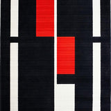 Ultra Soft Area Rug, Non Slip, Stain Resistant, Washable Area Rugs for Living Room, Bedroom, Sophisticated Linear Abstract Design(Black)