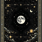 Ultra Soft Area Rug, Non Slip, Stain Resistant, Washable Area Rugs for Living Room, Bedroom, Dark Romantic Celestial Motif(Black)