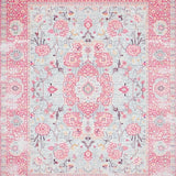 Ultra Soft Area Rug, Non Slip, Stain Resistant, Washable Area Rugs for Living Room, Bedroom, Elegant Pink Grey Blossom Motif(Pink)
