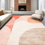 Ultra Soft Area Rug, Non Slip, Stain Resistant, Washable Area Rugs for Living Room, Bedroom, Artful Textured Geometric Composition(Orange)