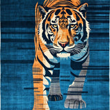 Ultra Soft Area Rug, Non Slip, Stain Resistant, Washable Area Rugs for Living Room, Bedroom, Modern Dark Blue Animal Motif(Orange)