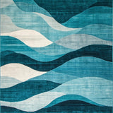Ultra Soft Area Rug, Non Slip, Stain Resistant, Washable Area Rugs for Living Room, Bedroom, Contemporary Abstract Teal Tones(Blue)