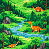 Joyful Multi Colored Dino World(Green)