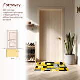 Ultra Soft Area Rug, Non Slip, Stain Resistant, Washable Area Rugs for Living Room, Bedroom, Dynamic Modern Linear Interpretation(Yellow)