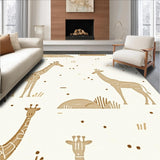 Ultra Soft Area Rug, Non Slip, Stain Resistant, Washable Area Rugs for Living Room, Bedroom, Safari Adventure With Gentle Beige Animal Outlines For Playful Decor(Beige)