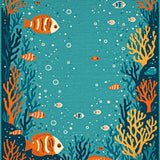 Ultra Soft Area Rug, Non Slip, Stain Resistant, Washable Area Rugs for Living Room, Bedroom, Vibrant Sea Life Motif(Blue)