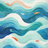 Ultra Soft Area Rug, Non Slip, Stain Resistant, Washable Area Rugs for Living Room, Bedroom, Whimsical Ocean Wave Area Rug with Playful Fish and Nautical Swirl Pattern(Blue)