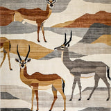 Ultra Soft Area Rug, Non Slip, Stain Resistant, Washable Area Rugs for Living Room, Bedroom, Exotic Antelope Print Elegance(Brown)