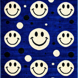 Ultra Soft Area Rug, Non Slip, Stain Resistant, Washable Area Rugs for Living Room, Bedroom, Vibrant Round Funky Art(Blue)