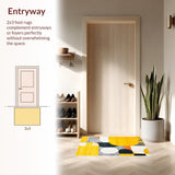 Ultra Soft Area Rug, Non Slip, Stain Resistant, Washable Area Rugs for Living Room, Bedroom, Vibrant Modern Abstract Composition(Yellow)