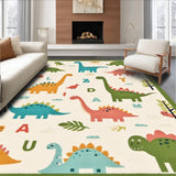 Ultra Soft Area Rug, Non Slip, Stain Resistant, Washable Area Rugs for Living Room, Bedroom, Joyful ABC Dinosaur Visual Delight(Ivory)