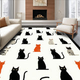 Ultra Soft Area Rug, Non Slip, Stain Resistant, Washable Area Rugs for Living Room, Bedroom, Elegant Vintage Cat Artistry(White)