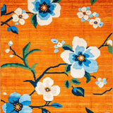 Ultra Soft Area Rug, Non Slip, Stain Resistant, Washable Area Rugs for Living Room, Bedroom, Eclectic Colorful Nature-Inspired Design(Orange)