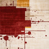 Ultra Soft Area Rug, Non Slip, Stain Resistant, Washable Area Rugs for Living Room, Bedroom, Abstract Spark Design Area Round Beige/Burgundy(Beige)