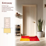 Ultra Soft Area Rug, Non Slip, Stain Resistant, Washable Area Rugs for Living Room, Bedroom, Contemporary Red and Yellow Harmony(Red)