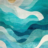Ultra Soft Area Rug, Non Slip, Stain Resistant, Washable Area Rugs for Living Room, Bedroom, Coastal Wave Rug Abstract Surf Design(Blue)