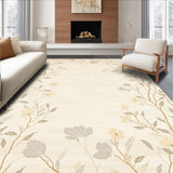 Ultra Soft Area Rug, Non Slip, Stain Resistant, Washable Area Rugs for Living Room, Bedroom, Beige Botanical Runner Featuring Floral Silhouettes and Curved Stems(Beige)