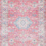 Ultra Soft Area Rug, Non Slip, Stain Resistant, Washable Area Rugs for Living Room, Bedroom, Pastel Abstract Ethnic Motif(Pink)