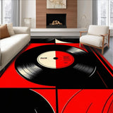 Ultra Soft Area Rug, Non Slip, Stain Resistant, Washable Area Rugs for Living Room, Bedroom, Nostalgic Vintage Vinyl Aesthetic(Black)