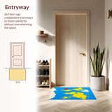 Ultra Soft Area Rug, Non Slip, Stain Resistant, Washable Area Rugs for Living Room, Bedroom, Fun Geometric Number Theme(Blue)