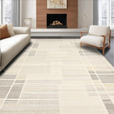 Ultra Soft Area Rug, Non Slip, Stain Resistant, Washable Area Rugs for Living Room, Bedroom, Rustic Textured Symmetrical Lines(Beige)