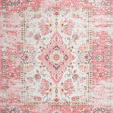 Ultra Soft Area Rug, Non Slip, Stain Resistant, Washable Area Rugs for Living Room, Bedroom, Chic Vintage Floral Embellishments(Pink)