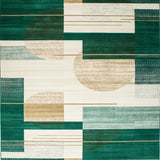 Ultra Soft Area Rug, Non Slip, Stain Resistant, Washable Area Rugs for Living Room, Bedroom, Textured Beige With Abstract Shapes And Deep Green Highlights(Green)