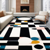 Ultra Soft Area Rug, Non Slip, Stain Resistant, Washable Area Rugs for Living Room, Bedroom, Contemporary Oval Abstract Art(Black)