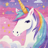 Ultra Soft Area Rug, Non Slip, Stain Resistant, Washable Area Rugs for Living Room, Bedroom, Whimsical Pastel Unicorn Fantasy(Purple)