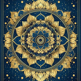 Ultra Soft Area Rug, Non Slip, Stain Resistant, Washable Area Rugs for Living Room, Bedroom, Artful Blue Toned Medallion Pattern(Gold)