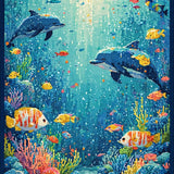 Ultra Soft Area Rug, Non Slip, Stain Resistant, Washable Area Rugs for Living Room, Bedroom, Educational Kids Rug with Alphabet and Sea Creatures in a Vibrant Design(Blue)