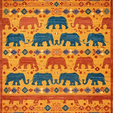 Ultra Soft Area Rug, Non Slip, Stain Resistant, Washable Area Rugs for Living Room, Bedroom, Rustic Elephant-Themed Visual Element(Orange)