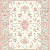 Ultra Soft Area Rug, Non Slip, Stain Resistant, Washable Area Rugs for Living Room, Bedroom, Educational Children with Floral Motifs and Pastel Colors(Ivory)