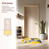 Ultra Soft Area Rug, Non Slip, Stain Resistant, Washable Area Rugs for Living Room, Bedroom, Chic Contemporary Lattice Design(Yellow)