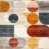 Warm Colors Abstract Circles Rustic Modern Geometry Area(Gray)