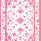 Graceful Bird Motif with Delicate Blooms(White)