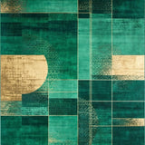 Ultra Soft Area Rug, Non Slip, Stain Resistant, Washable Area Rugs for Living Room, Bedroom, Stylish Layered Textured Elements(Green)