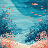 Ultra Soft Area Rug, Non Slip, Stain Resistant, Washable Area Rugs for Living Room, Bedroom, Pastel Coral Wave Inspiration(Blue)
