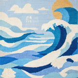 Ultra Soft Area Rug, Non Slip, Stain Resistant, Washable Area Rugs for Living Room, Bedroom, Get Naked Beachy Rug with Playful Wave Lettering and Tropical Board Accents(Blue)