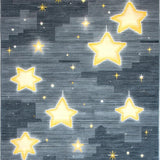 Ultra Soft Area Rug, Non Slip, Stain Resistant, Washable Area Rugs for Living Room, Bedroom, Celestial Nighttime Star Motif(Gray)