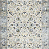 Ultra Soft Area Rug, Non Slip, Stain Resistant, Washable Area Rugs for Living Room, Bedroom, Artisan Mosaic Area with Timeworn Floral Geometry and Subtle Borders(Beige)