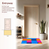 Ultra Soft Area Rug, Non Slip, Stain Resistant, Washable Area Rugs for Living Room, Bedroom, Dynamic Playful Patterned Accent(Orange)