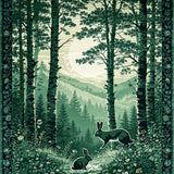 Ultra Soft Area Rug, Non Slip, Stain Resistant, Washable Area Rugs for Living Room, Bedroom, Distinctive Woodcut Animal Scene(Green)