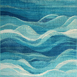 Ultra Soft Area Rug, Non Slip, Stain Resistant, Washable Area Rugs for Living Room, Bedroom, Artistic Ocean Wave Area Rug with Vintage Trellis Design Elements(Blue)