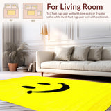 Ultra Soft Area Rug, Non Slip, Stain Resistant, Washable Area Rugs for Living Room, Bedroom, Cheerful Abstract Expression Style(Yellow)