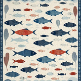 Vibrant Fish Motif Contemporary Flair(White)