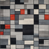 Ultra Soft Area Rug, Non Slip, Stain Resistant, Washable Area Rugs for Living Room, Bedroom, Contemporary Black Tiled Design(Gray)