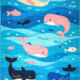 Ultra Soft Area Rug, Non Slip, Stain Resistant, Washable Area Rugs for Living Room, Bedroom, Charming Aquatic Fantasy Aesthetic(Blue)