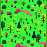 Charming Colorful Wildlife Illustration(Green)